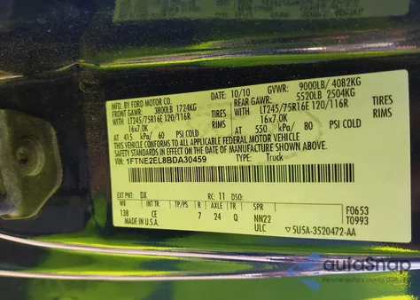 2011 Ford E-250 Commercial from USA, damaged, VIN 1FTNE2EL8BDA30459